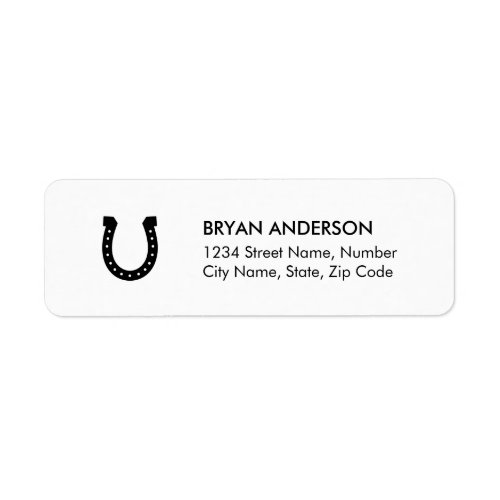 Black Horseshoe Return Address Label