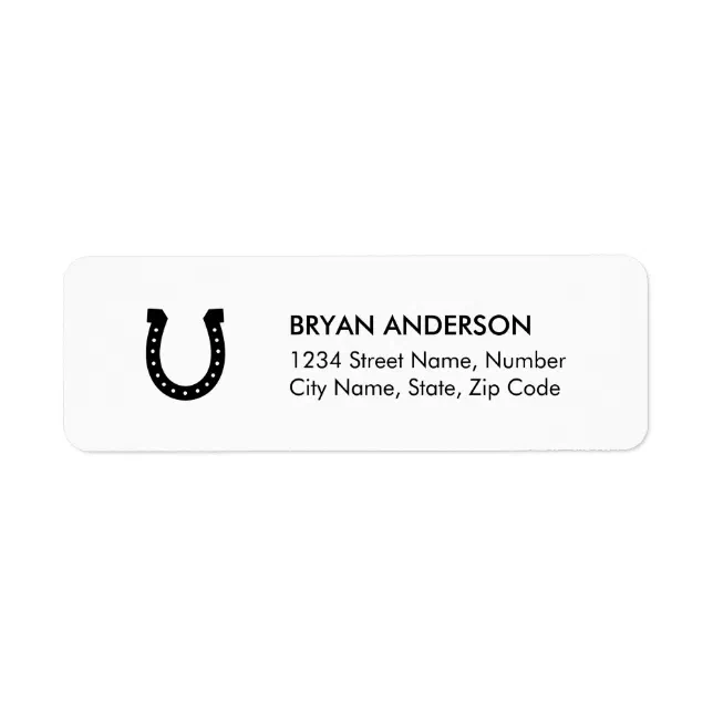 Black Horseshoe Return Address Label Zazzle