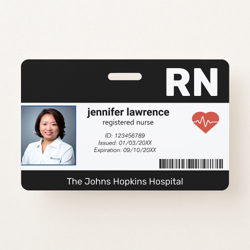 black  Hospital Medical Employee Photo ID Badge