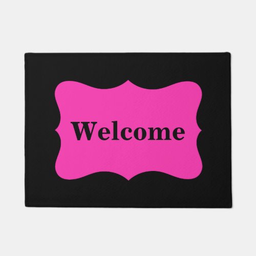 Black Hot Fuchsia Bright Pink Welcome Custom Doormat