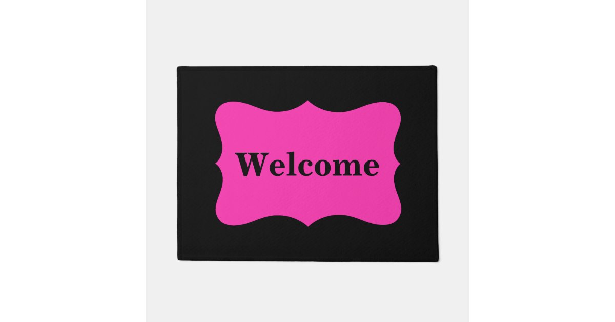 Black Hot Fuchsia Bright Pink Welcome Custom Doormat Zazzle Com