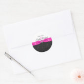 Black, Hot Pink, and White 1.5" Round Sticker (Envelope)