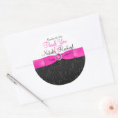 Black, Hot Pink, and White 3" Round Sticker (Envelope)