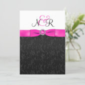 Black, Hot-Pink and White Monogrammed Invitation (Standing Front)