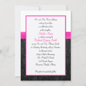 Black, Hot-Pink and White Monogrammed Invitation (Back)