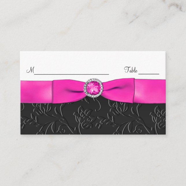 Black, Hot Pink, and White Placecards (Front)