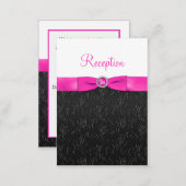 Black, Hot Pink and White Reception Card (Front/Back)