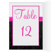 Black, Hot Pink and White Table Number Card (Inside (Left))