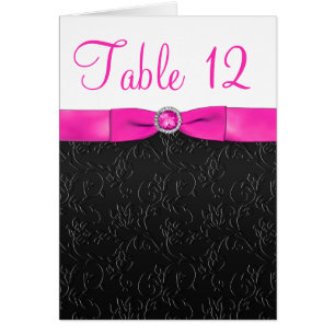 Black, Hot Pink and White Table Number Card