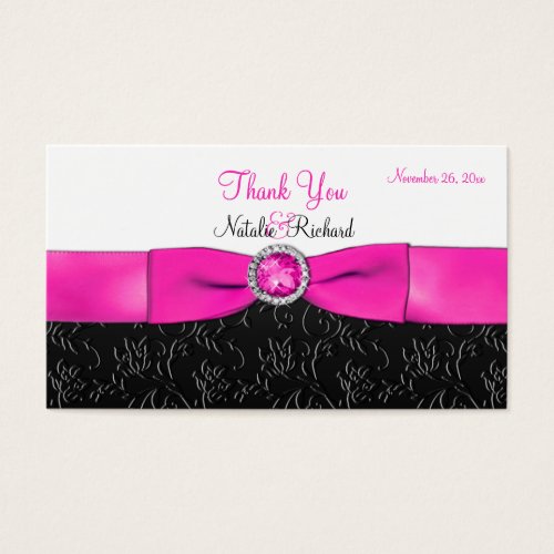 Black, Hot Pink, and White Wedding Favor Tag Business Card Templates