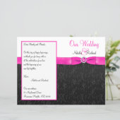Black, Hot Pink, and White Wedding Program (Standing Front)