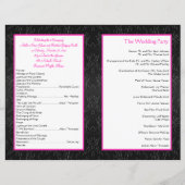 Black, Hot Pink, and White Wedding Program (Back)