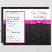 Black, Hot Pink, and White Wedding Program (Front/Back)