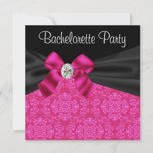 Black Hot Pink Bachelorette Party Invitations