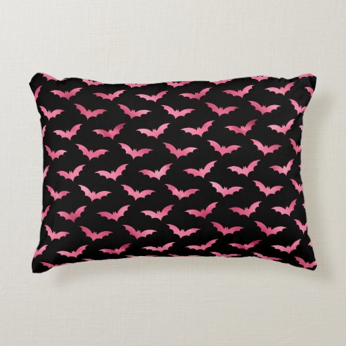 Black Hot Pink Bat Silhouette PatternAccent Pillow