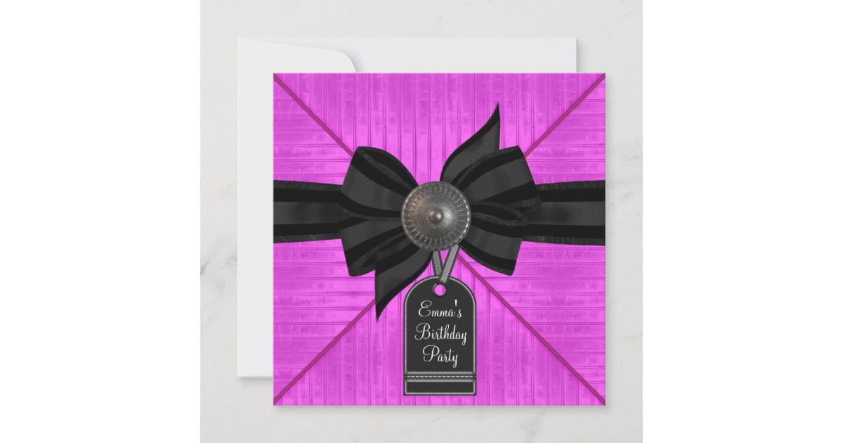 black-hot-pink-birthday-party-invitation-zazzle