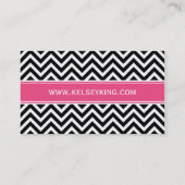 Black & Hot Pink Chevron Custom Monogram Business Card (Back)