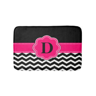 Black Hot Pink Chevron Rug