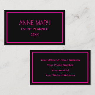 Black Hot Pink Custom Color Wedding Trendy Business Card