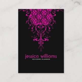 Black & Hot Pink Floral Lace Business Card