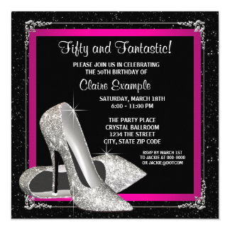 Hot Pink 50th Birthday Party Invitations & Announcements | Zazzle