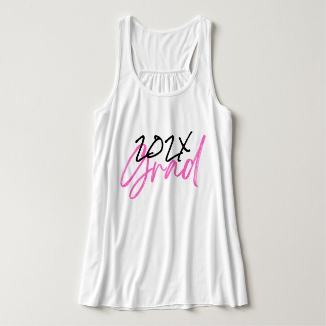 Black Hot Pink Grad Year Custom Chic Tank Top (Design Front)