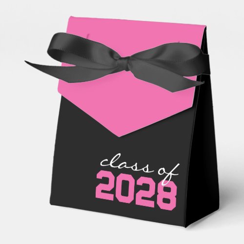 Black  Hot Pink Graduation Favor Boxes