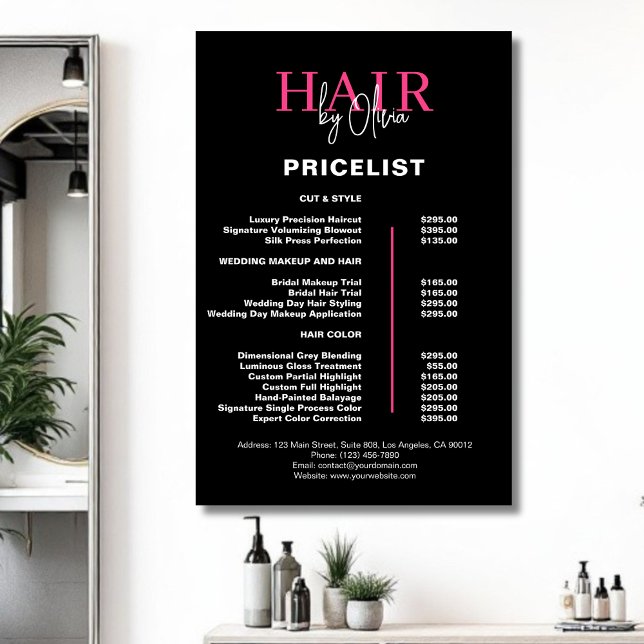 Black Hot Pink Hair Price List Poster (Creator Uploaded)