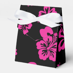 Black & Hot Pink Hibiscus Flower Party Favor Box