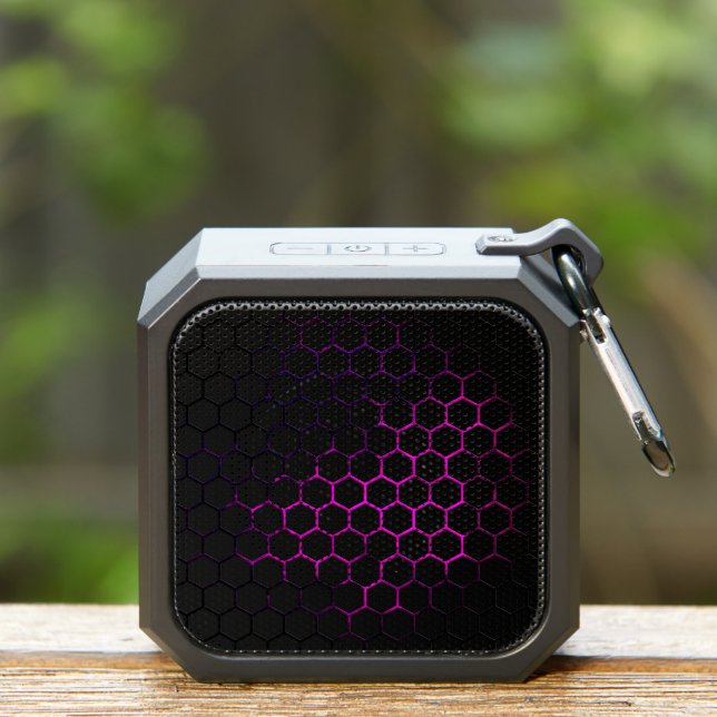 Black hot pink honeycomb geometry pattern bluetooth speaker (Insitu(Outdoor))