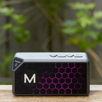 Black hot pink honeycomb geometry pattern Monogram Bluetooth Speaker