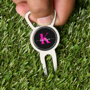 Black Hot Pink Monogram Divot Tool