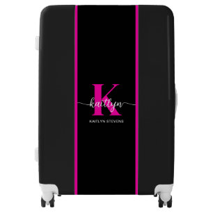 Black Hot Pink Monogram Luggage