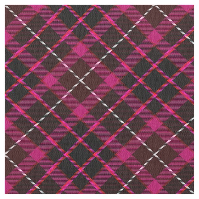 Black & Hot Pink Plaid Bold Pattern Vintage Tartan Fabric
