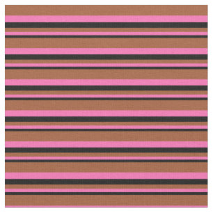 Black, Hot Pink & Sienna Colored Pattern Fabric