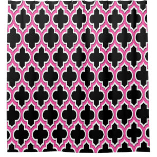 Black Hot Pink White XL Moroccan #4DS Shower Curtain