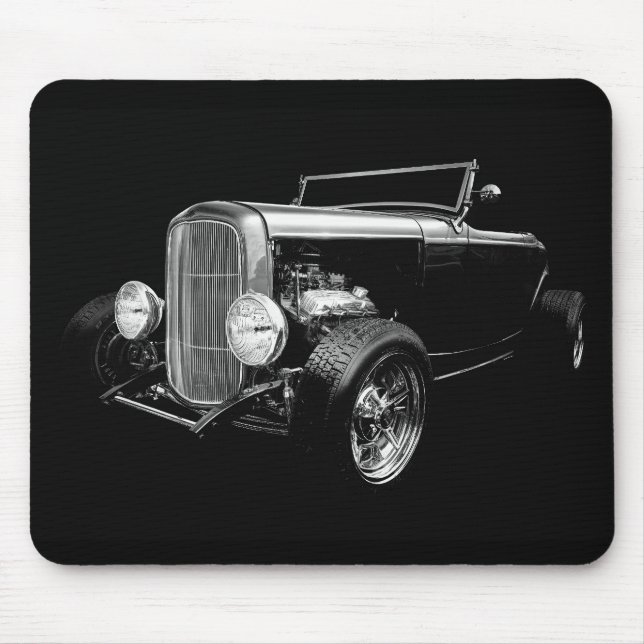 Black Hot Rod Mouse Pad (Front)