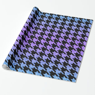 Black Houndstooth And Colorful Glitter Wrapping Paper
