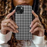 Black Houndstooth iPhone 15 Case<br><div class="desc">Stylish custom phone case personalized with your monogram initial,  name or other custom text over a cute trendy background pattern. Click Customize It to add your own text and photos and create a unique one of a kind case design!</div>