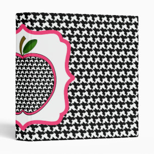 Black Houndstooth Fancy Apple Teacher Binder