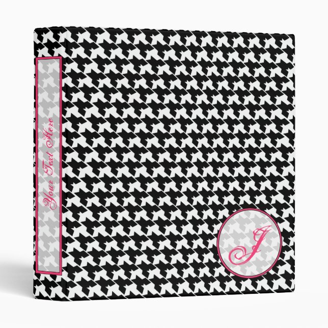 Black Houndstooth Fashion Monogram Binder (Front/Spine)