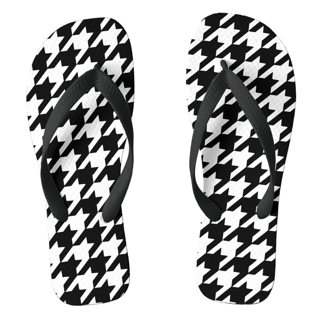 Black Houndstooth Flip Flops Zazzle