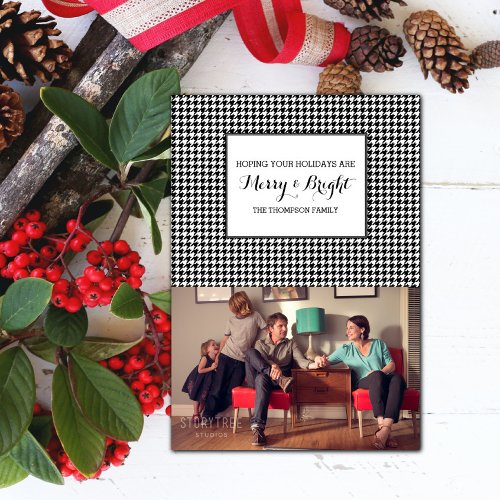 Black Houndstooth Holiday Photo Card