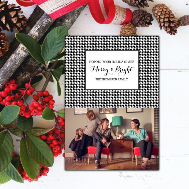 Black Houndstooth Holiday Photo Card (Black Houndstooth Holiday Photo Card)