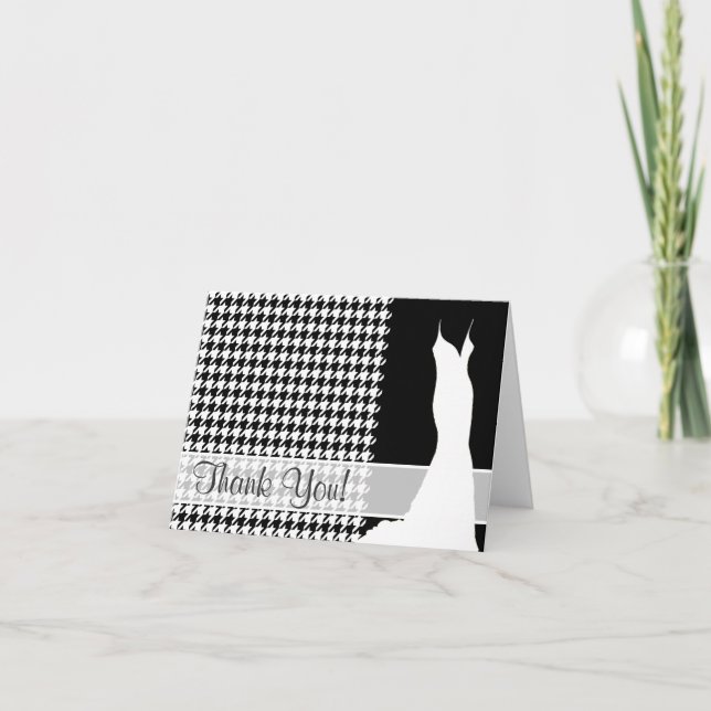 Black Houndstooth Letterpress Thank You Card (Front)