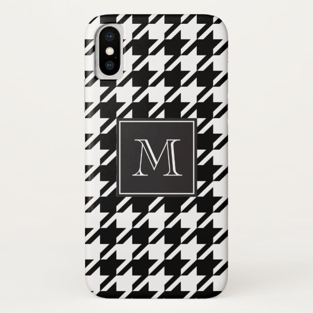 Black Houndstooth Monogram Case-Mate iPhone Case (Back)