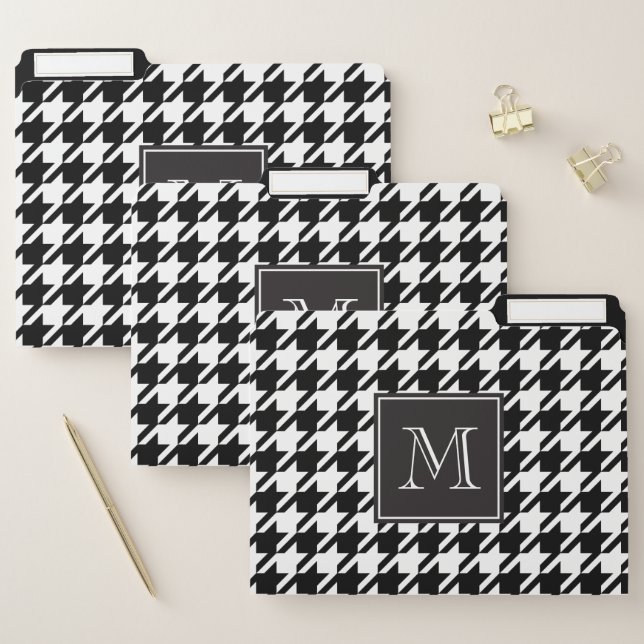 Black Houndstooth Monogram File Folder (Set)