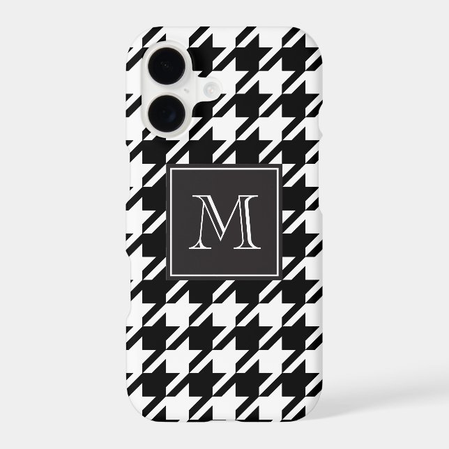 Black Houndstooth Monogram Iphone Case (Back)