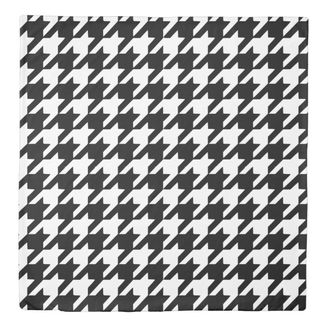 Black Houndstooth Queen Size Duvet Cover (Front)