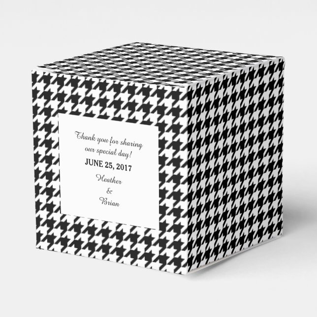 Black Houndstooth Wedding Favor Box (Front Side)